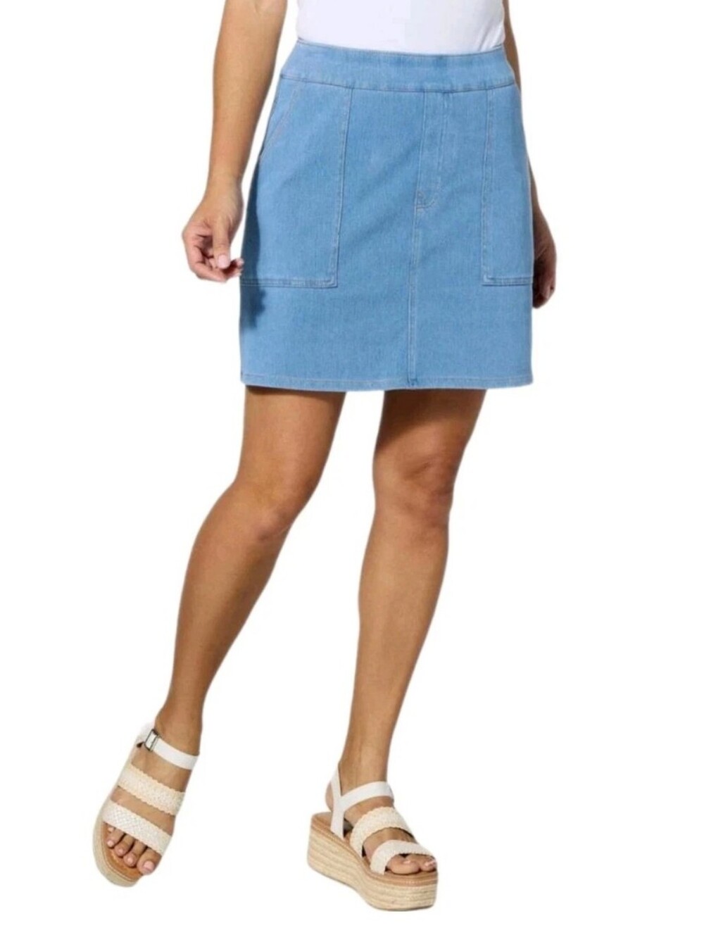 DG2 Diane Gilman size PETITE Small Super Stretch Knit Denim Skort